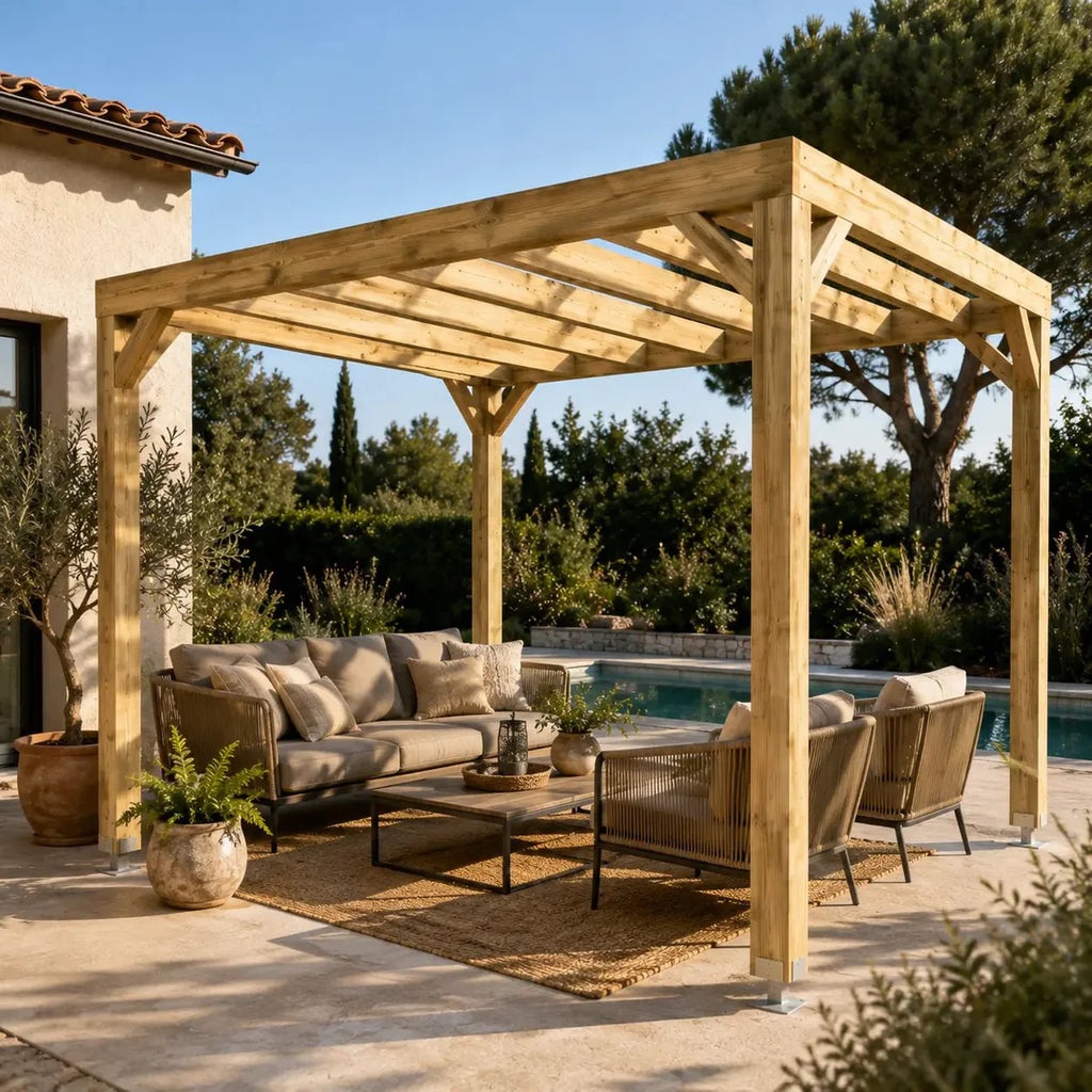 La Pergola en Bois naturel 3x3m
